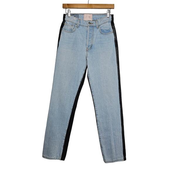 REVICE Women's Two Tone Ex Boyfriend Jeans Size 26 Button Fly High Rise Straight - Picture 3 of 12